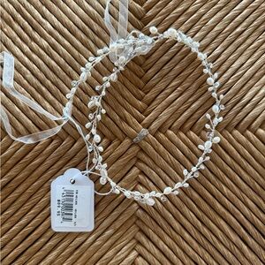 Bridal Pearl and Crystal Ribbon Hair Band